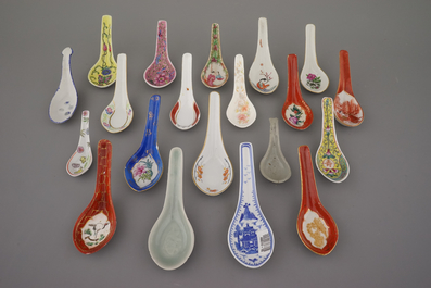 Collection de cuill&egrave;res en porcelaine de Chine, 18e-20e
