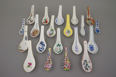 Collection de cuill&egrave;res en porcelaine de Chine, 18e-20e