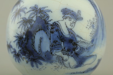 Vase double gourde en fa&iuml;ence de Delft, bleu et blanc, env. 1680