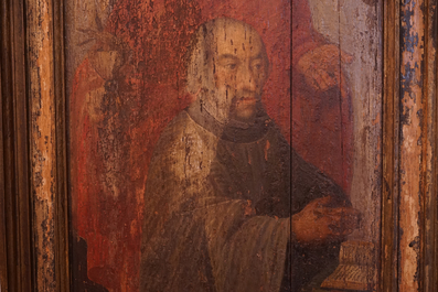 Flemisch school, dated 1555, A tryptich with Saint-Christopher