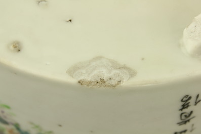 Coupe ovale sur pied en porcelaine de Chine, style Qianjiang, d&eacute;but 20e