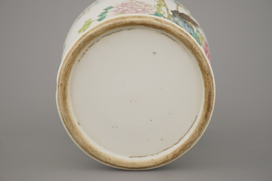 Vase en porcelaine de Chine &agrave; d&eacute;cor de caille, famille rose, Guangxu, 19e