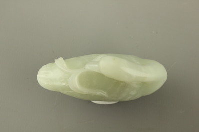 Sculptuur van een eend in celadon jade, 19e-20e eeuw
