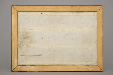 Paire de plaquettes en porcelaine de Chine avec peinture fine d'un paysage, 19e
