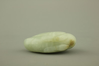 Sculptuur van een eend in celadon jade, 19e-20e eeuw