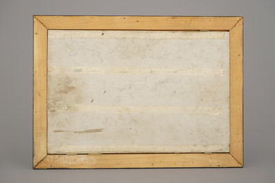 Paire de plaquettes en porcelaine de Chine avec peinture fine d'un paysage, 19e