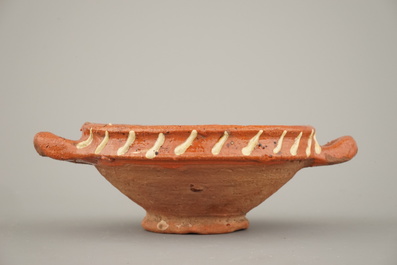 Nederlandse slipware pappot, gedateerd 1611
