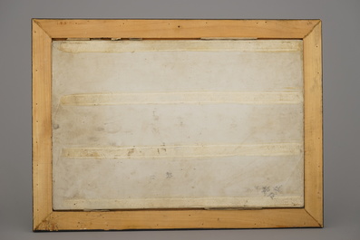 Paire de plaquettes en porcelaine de Chine avec peinture fine d'un paysage, 19e