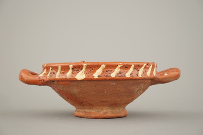 Nederlandse slipware pappot, gedateerd 1611