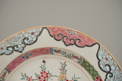 A Chinese porcelain famille rose plate, 18th C.