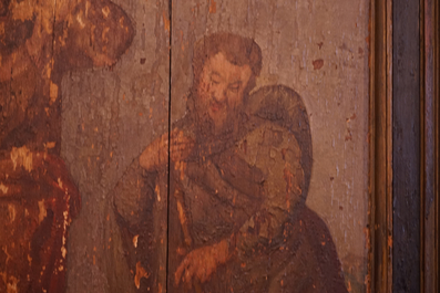 Flemisch school, dated 1555, A tryptich with Saint-Christopher