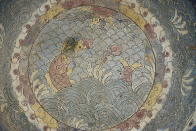 Coupe chinoise cloisonn&eacute;e "Horses of Mu Wang", dynastie Ming