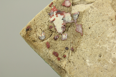 A turquoise ground Lajvardina cold painted star-shaped tile, 14th C.