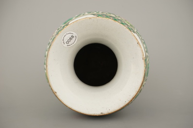 A Chinese famille verte vase with a dragon, 19th C.