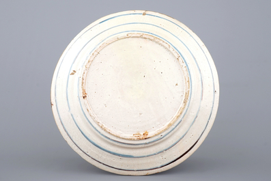 A Portuguese maiolica chinoiserie dish, ca. 1660