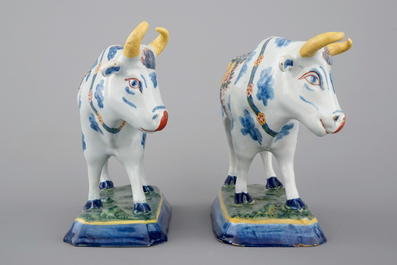 Een stel polychrome Delftse koeien, 18e eeuw