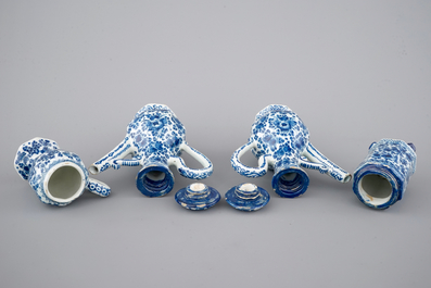 An exceptionally extensive Dutch Delft blue and white cruet set, 18th C.