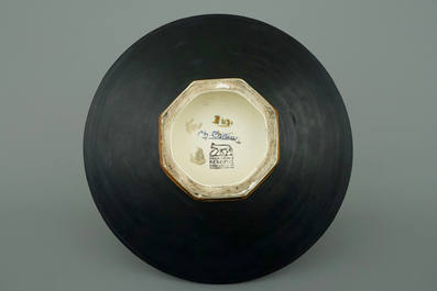 A Boch Keramis matte glaze bowl on stand by Charles Catteau, ca. 1930
