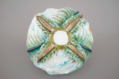 A Brussels faience cabbage shaped tureen and cover, 18th C.