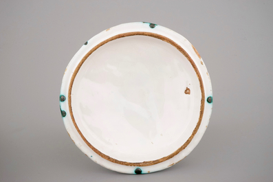 A Brussels faience cabbage shaped tureen and cover, 18th C.