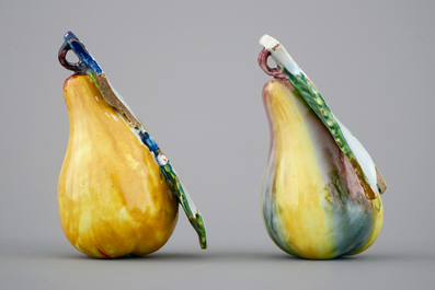 Two Dutch Delft models of pears, 18 and 19th C.