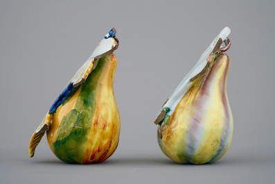 Two Dutch Delft models of pears, 18 and 19th C.