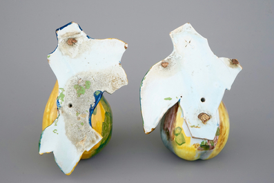 Two Dutch Delft models of pears, 18 and 19th C.