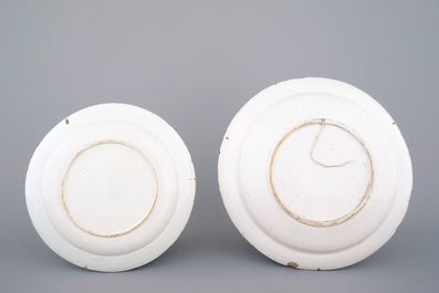 Two Dutch Delft blue and white dishes, 18th C.