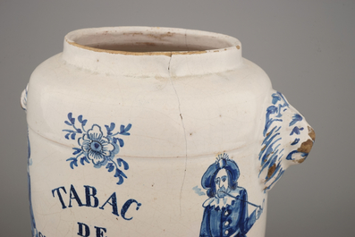 Pot &agrave; tabac en fa&iuml;ence de Bruxelles, "Tabac de Strasbourg", 18e