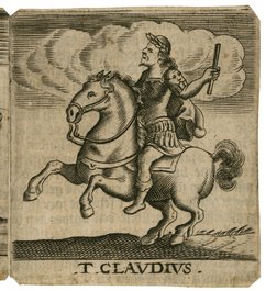 Un plat en majolique hollandaise au d&eacute;cor d'un emp&eacute;reur romain sur son cheval, 17&egrave;me si&egrave;cle