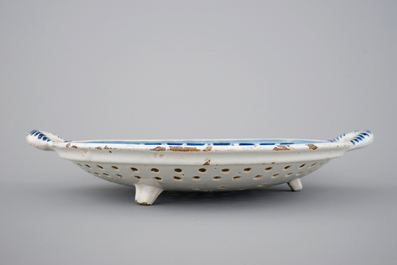 A Dutch Delft fish strainer, 18th C.