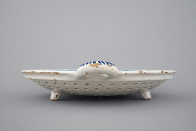 A Dutch Delft fish strainer, 18th C.
