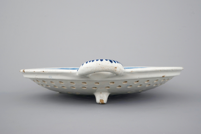 A Dutch Delft fish strainer, 18th C.