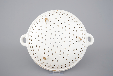 A Dutch Delft fish strainer, 18th C.