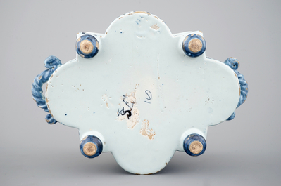 A Dutch Delft blue and white spice box, Samuel van Eenhoorn, De Grieksche A, 1674-1685