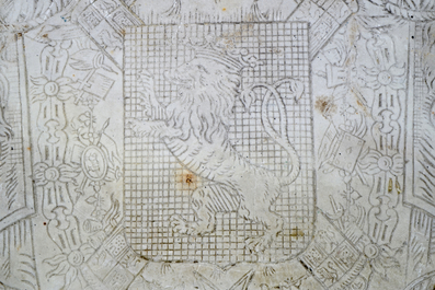 La plaques fun&eacute;raire du Duc Miguel Jos&eacute; de Bournonville, ca. 1752 et une plaque de couronnement