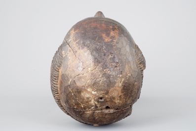 A Spanish colonial or Hispano-Filipino carved wood head of a saint, 18th C.