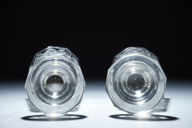 2 engraved masonic subject glasses, freemasonry, 20th C.