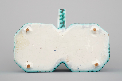 A Brussels faience cruet stand with butterfly design, 18th C.