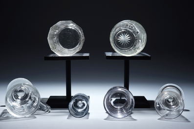 A lot of 6 engraved masonic subject glasses, freemasonry, 20th C.