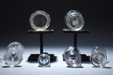 A lot of 6 engraved masonic subject glasses, freemasonry, 20th C.