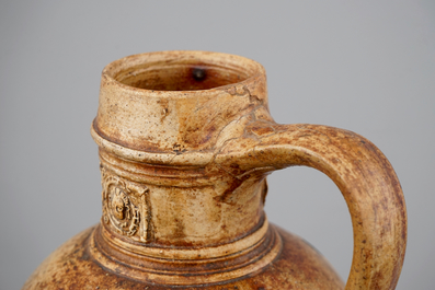 A Raeren armorial stoneware jug, ca.1600