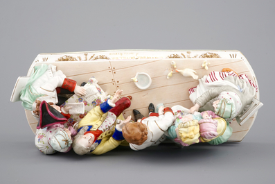 A large porcelain group, L'accordee du village, 19/20th C., after J-B Greuze