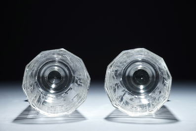 2 engraved masonic subject glasses, freemasonry, 20th C.