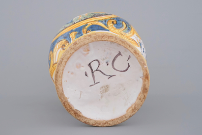 A very large Italian maiolica jug, Pesaro, 18/19th C.