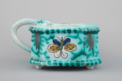 A Brussels faience cruet stand with butterfly design, 18th C.