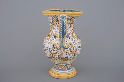A very large Italian maiolica jug, Pesaro, 18/19th C.