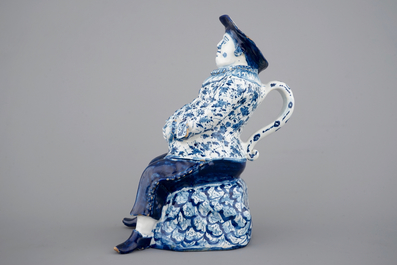 A blue and white Dutch Delft figural "Bobbejak" table fountain, 18th C.