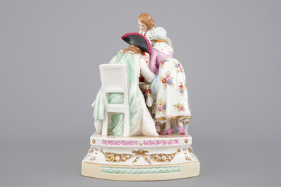 A large porcelain group, L'accordee du village, 19/20th C., after J-B Greuze