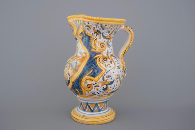 A very large Italian maiolica jug, Pesaro, 18/19th C.